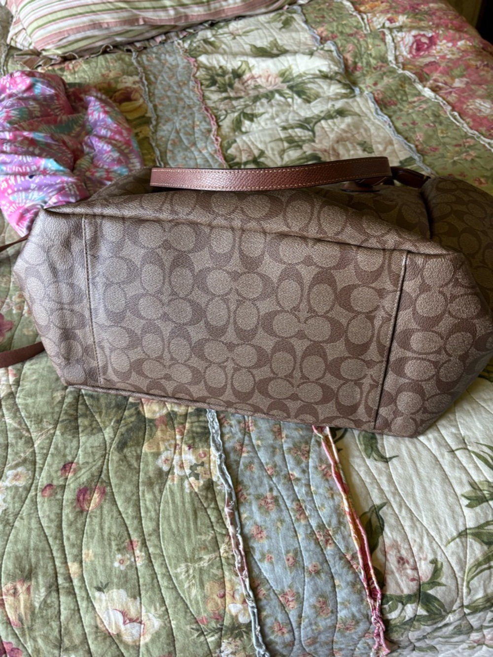Coach Brown Signature Canvas Tote with Dark Brown Leather Straps - Picture 3 of 9
